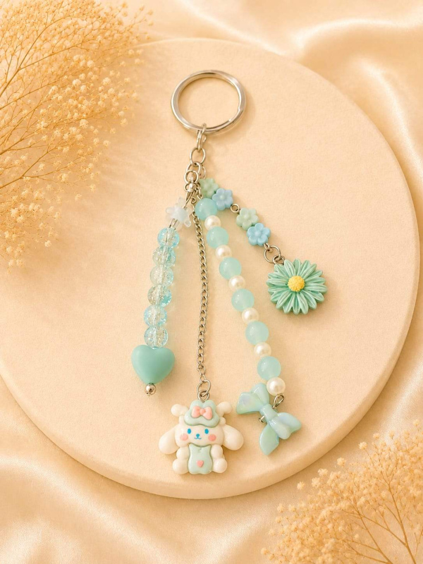 Mint Blossom Charm Keychain