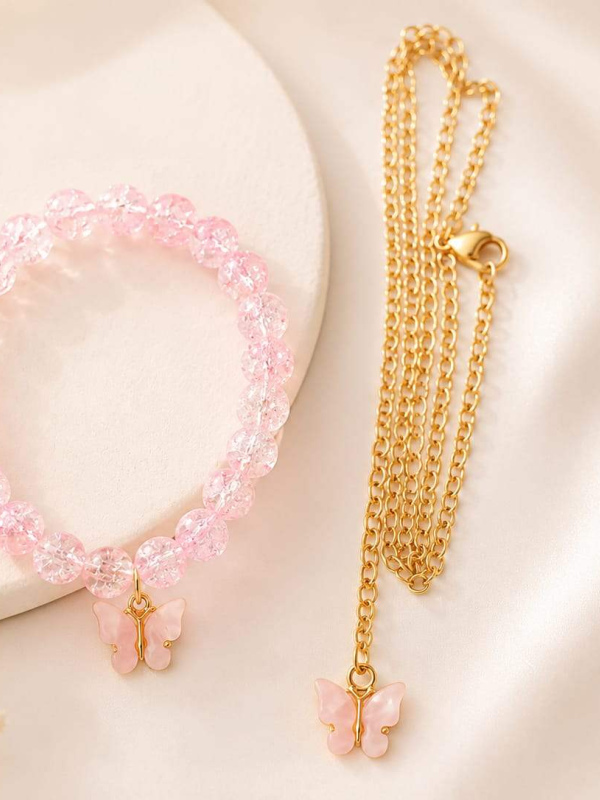 Blush Flutter Bracelet & Necklace Set
